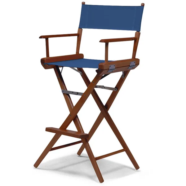 World Famous Bar Height Director Chair By Telescope Casual - Walnut/Blue