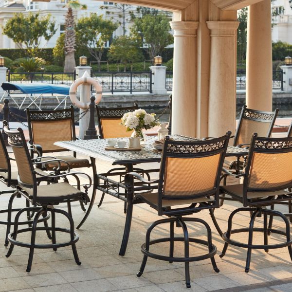 Mountain View 9 Pc Cast Aluminum Counter Height Dining Set w/ 60 Inch Square Series 88 Table in Antique Bronze/Irish Mix by Darlee