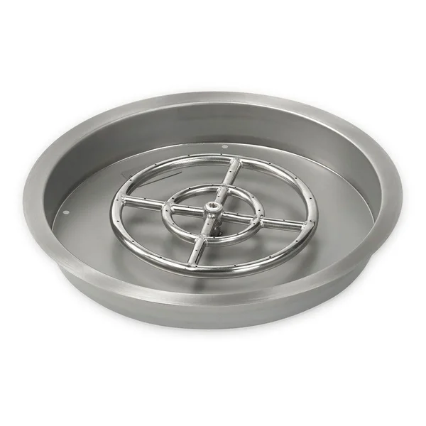 BBQGuys Signature 19-Inch Stainless Steel Round Drop-In Pan W/ 12-Inch Propane Gas Ring Burner - SS-RSP-19-ASBL-LP