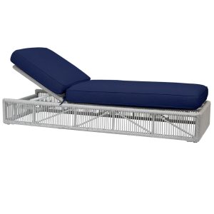 Miami Olefin Rope Adjustable Patio Chaise Lounge in Echo Midnight w/ Self Welt By Sunset West