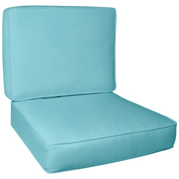 Sunbrella Canvas Aruba Large Outdoor Replacement Club Chair Cushion Set w/ Piping by BBQGuys Signature