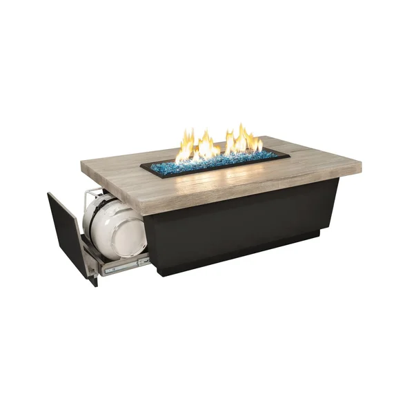 Contempo LP Select 52 Inch Rectangular GFRC Propane Fire Pit Table in Silver Pine by American Fyre Designs