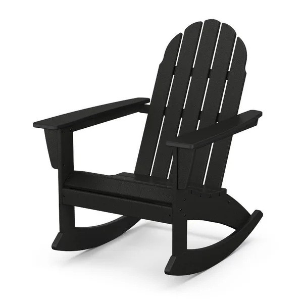 Vineyard Recycled Plastic Adirondack Rocking Chair in Black by POLYWOOD