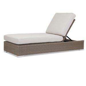 Coronado Wicker Chaise Lounge in Driftwood/Canvas Flax by Sunset West