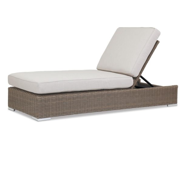 Coronado Wicker Chaise Lounge in Driftwood/Canvas Flax by Sunset West