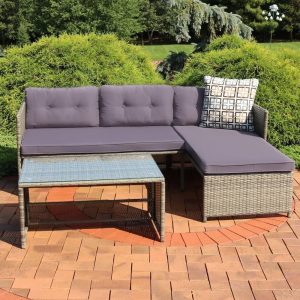 3 Pc Wicker Seating Set in Charcoal Charcoal by Ultimate Patio