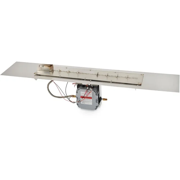 The Outdoor GreatRoom Company Crystal Fire Plus 108 Inch Flat Linear 180,000 BTU Natural Gas Fire Pit Burner Kit w/ Direct Spark Ignition - Stainless Steel