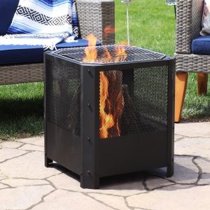 17 Inch Square Steel Wood-Burning Fire Pit in Black by Ultimate Patio