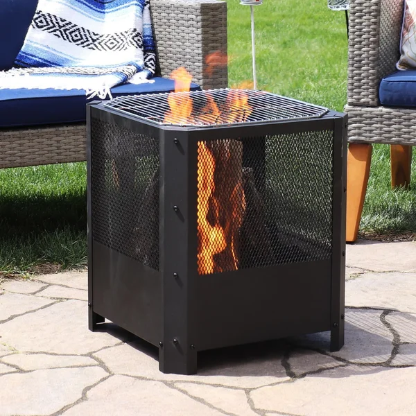 17 Inch Square Steel Wood-Burning Fire Pit in Black by Ultimate Patio