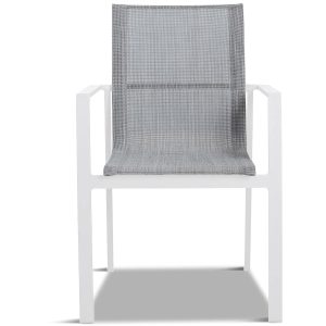Spring Bay Aluminum Dining Arm Chair in White/Slate by Lakeview Outdoor Designs