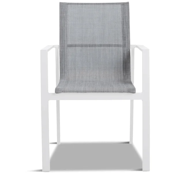 Spring Bay Aluminum Dining Arm Chair in White/Slate by Lakeview Outdoor Designs