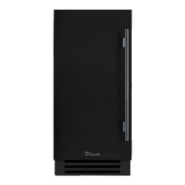 True ADA Height 15 Inch 75 Lb. Left Hinge Outdoor Ice Maker - Matte Black w/ Pewter Handle - TUIADA-15-LS-A~027-H05