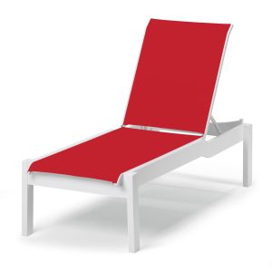 Leeward MGP Long Frame Chaise Lounge in Textured Snow/Red by Telescope Casual