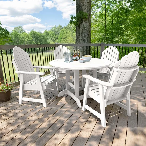 Dream Bay 5 Pc Recycled Plastic Dining Set in White by Lakeview