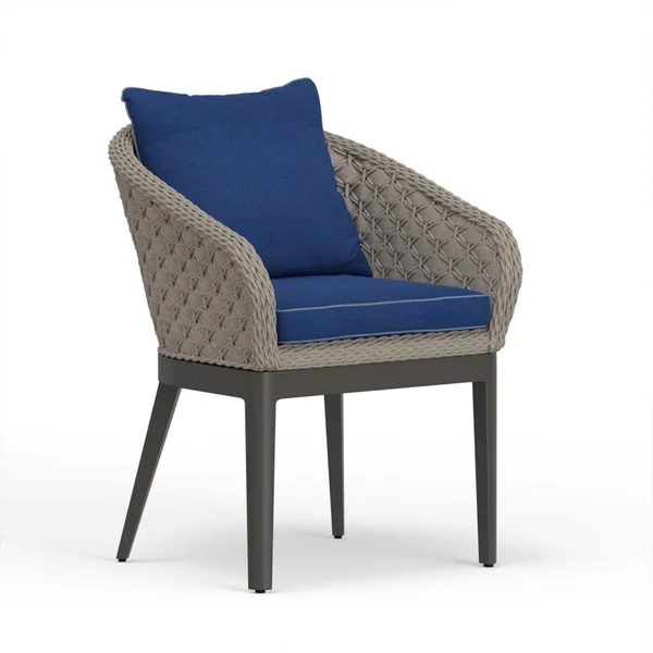Marbella Marbella Rope & Aluminum Dining Chair in Echo Midnight w/ No Welt By Sunset West