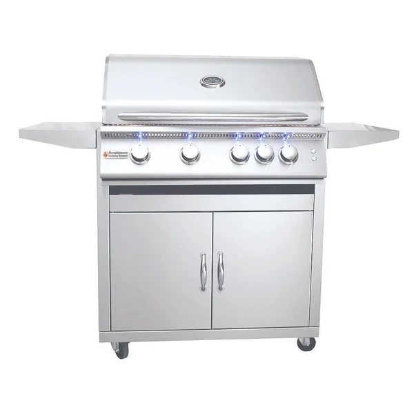 RCS Premier Series 32-Inch 4-Burner Natural Gas Grill With Rear Infrared Burner & Grill Lights - RJC32ALCK
