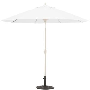 Galtech 9 Ft. Bar Height Octagonal Aluminum Patio Market Umbrella W/ Crank Lift And Auto Tilt - White Frame W/ Sunbrella Canvas Natural Canopy