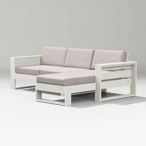 Latitude 3 Person Sectional Sofa w/ Right Chaise in Vintage White/Dune Burlap By PW Designer Series