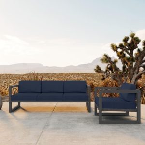 Misty Cove 2 Pc Aluminum Seating Set in Slate/Spectrum Indigo by Lakeview Outdoor Designs