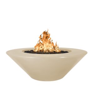 Cazo 48 Inch Round GFRC Natural Gas Fire Pit w/ Glow Plug in Vanilla by The Outdoor Plus