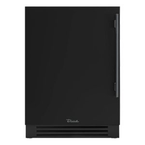 True 24 Inch 5.6 Cu. Ft. Left Hinge Outdoor Refrigerator - Matte Black w/ Pewter Handles - TUR-24-L-OP-C~DSK-027-H05