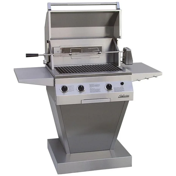 Solaire 27 Inch Deluxe InfraVection Natural Gas Grill With Rotisserie On Angular Pedestal Base - SOL-AGBQ-27GVIXL-LP