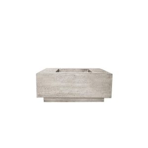 Cascata Bay 42 Inch Square GFRC Propane Fire Pit Table in Natural by Lakeview Outdoor Designs