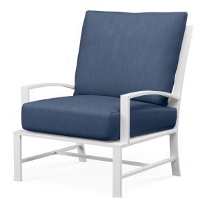 Bristol Aluminum Club Chair in Satin White/Spectrum Indigo by Sunset West