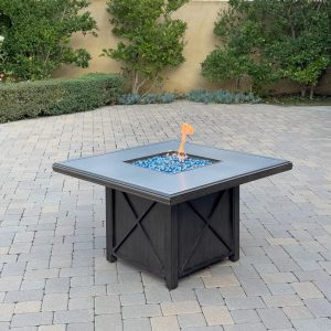 Atlantis 42-in Walnut Aluminum Fire Pit Chat Table by Darlee