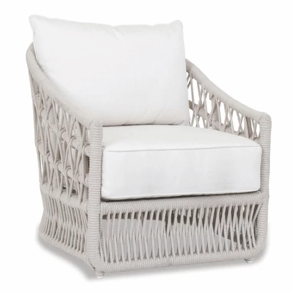 Dana Woven Rope Club Chair in Natural Linen/Linen Canvas by Sunset West