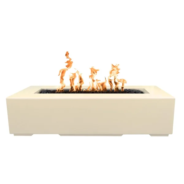 Regal 54 Inch Rectangular GFRC Natural Gas Fire Pit in Vanilla by The Outdoor Plus