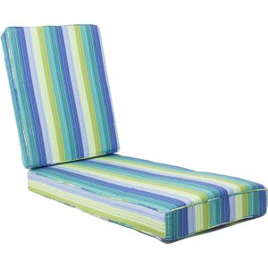 Sunbrella Seville Seaside Long Outdoor Replacement Chaise Lounge Cushion W/ Piping By BBQGuys Signature