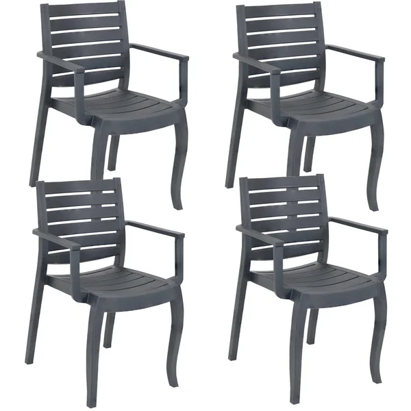 Ultimate Patio 4 Piece Stackable Outdoor Armchair Set - Gray