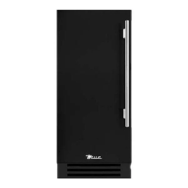 True 15 Inch 85 Lb. Left Hinge Outdoor Ice Maker - Matte Black w/ Stainless Steel Handle - TUI-15-L-OP-D~DSK-027-H04