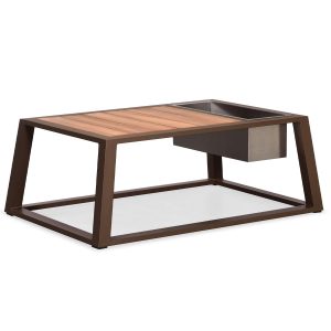 York Aluminum Coffee Table w/ Ice Bucket in Brown by HIGOLD
