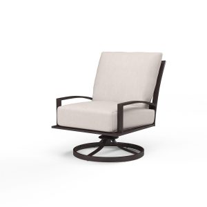 La Jolla Aluminum Patio Swivel Rocker Club in Canvas Natural w/ Self Welt By Sunset West