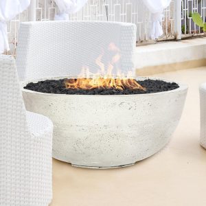 Valley Bay 1 39 Inch Round GFRC Natural Gas Fire Bowl in Natural by Lakeview Outdoor Designs
