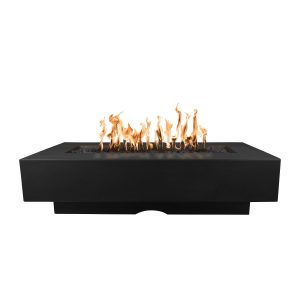 Del Mar 72 Inch Rectangular GFRC Natural Gas Fire Pit w/ Glow Plug in Black by The Outdoor Plus