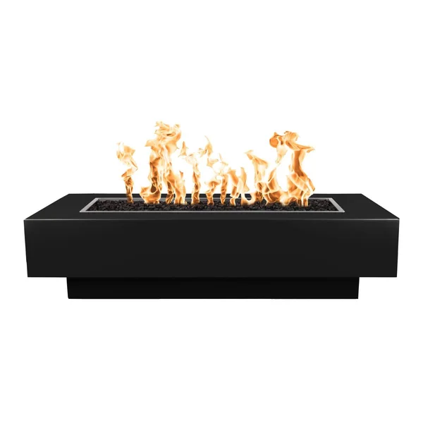 Coronado 72 Inch Rectangular Powder Coated Steel Natural Gas Fire Pit w/ Glow Plug in Black by The Outdoor Plus