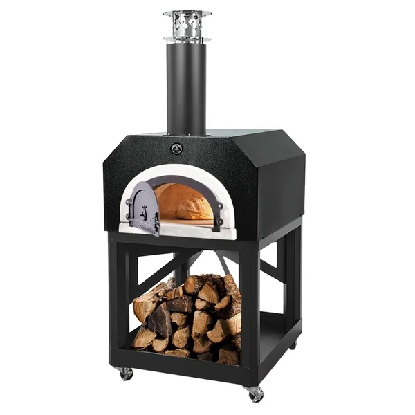 Chicago Brick Oven CBO-750 Mobile Stand Wood Fired Pizza Oven - Solar Black - CBO-O-MBL-750-SB