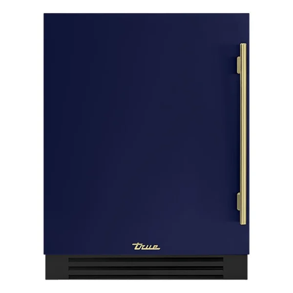 True ADA Height 24 Inch 5 Cu. Ft. Left Hinge Outdoor Refrigerator - Cobalt w/ Brass Handles - TURADA-24-LS-A~078-H01