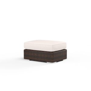 Montecito Wicker Patio Ottoman in Canvas Natural w/ Self Welt By Sunset West