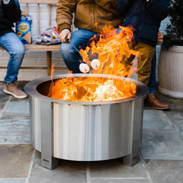 X Series 28 Inch Round Stainless Steel Wood-Burning Fire Pit in Stainless Steel by Breeo