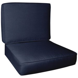 Sunbrella Canvas Navy Large Outdoor Replacement Club Chair Cushion Set W/ Piping By BBQGuys Signature