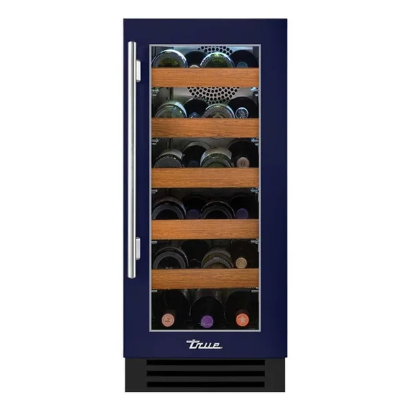 True 15 Inch 23 Bottle Right Hinge Glass Door Outdoor Wine Cabinet - Cobalt w/ Stainless Steel Handle - TWC-15-R-OG-C~DSK-078-H04