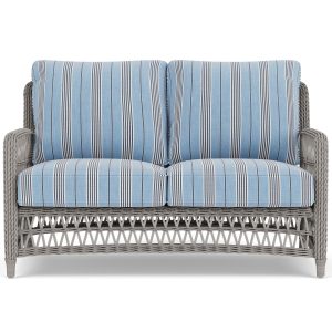 Mackinac Wicker Loveseat in Putty/Hansen Sky by Lloyd Flanders