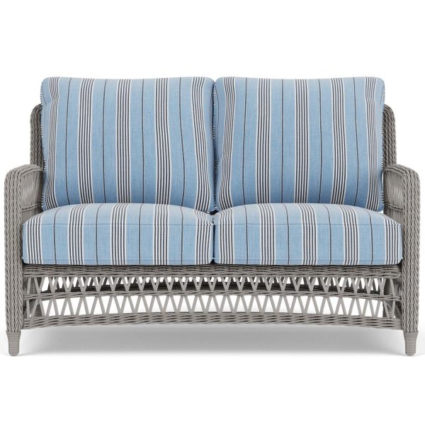 Mackinac Wicker Loveseat in Putty/Hansen Sky by Lloyd Flanders