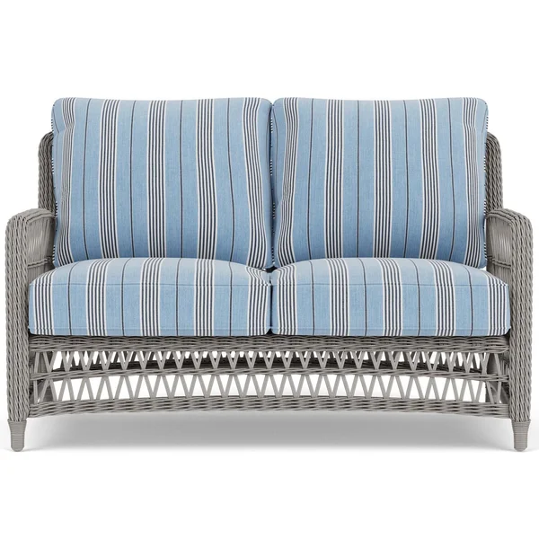Mackinac Wicker Loveseat in Putty/Hansen Sky by Lloyd Flanders