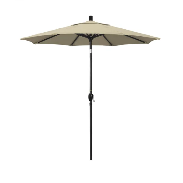 California Umbrella 7.5 Ft. Octagonal Aluminum Push Button Tilt Patio Umbrella W/ Crank Lift & Aluminum Ribs - Stone Black Frame / Sunbrella Canvas Antique Beige Canopy