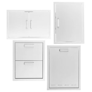 BBQGuys Signature 4 Piece 32 Inch Double Access Door Outdoor Kitchen Storage Package - Contempo - BBQ-260-AD32-4PC-H